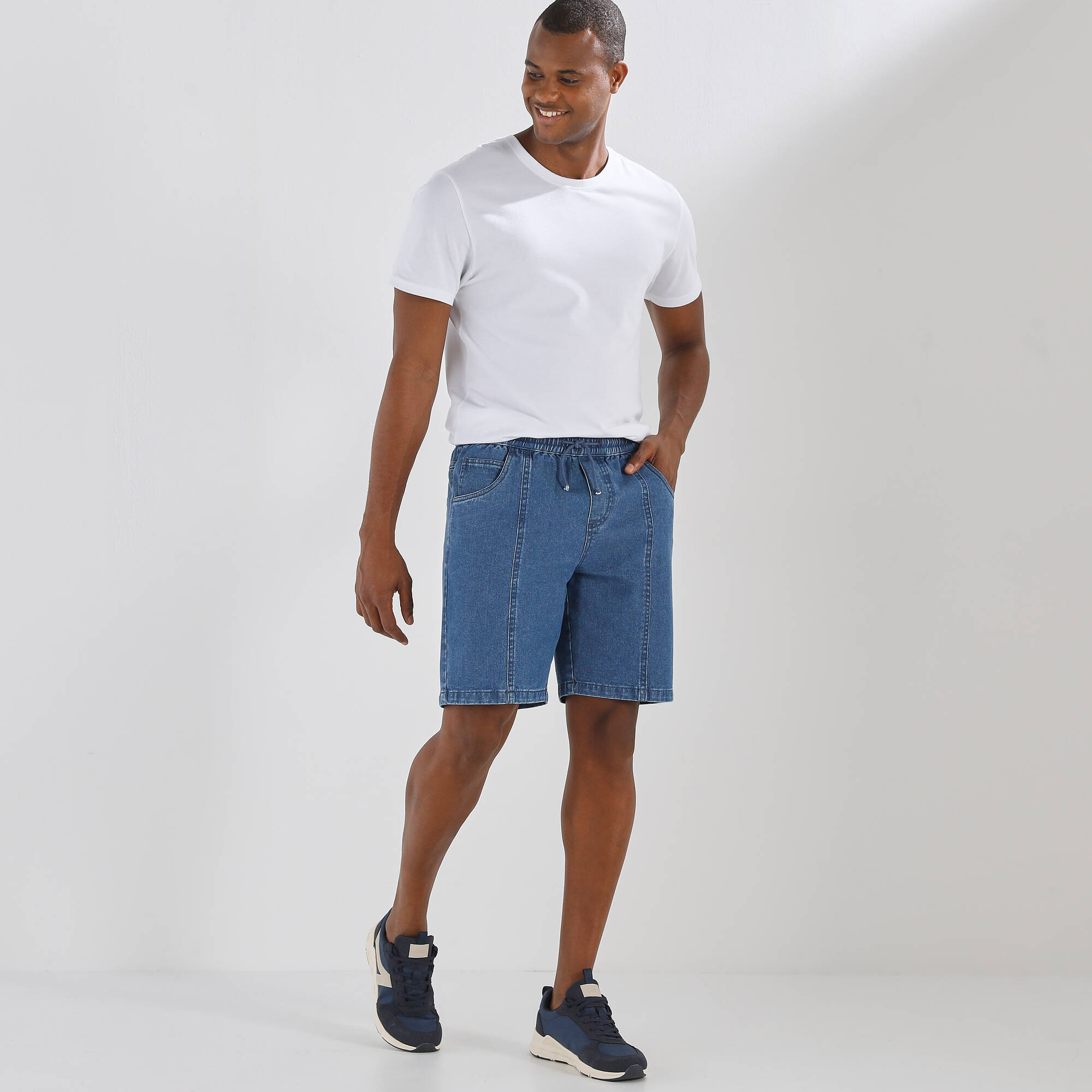 Bermuda denim léger élastiqué