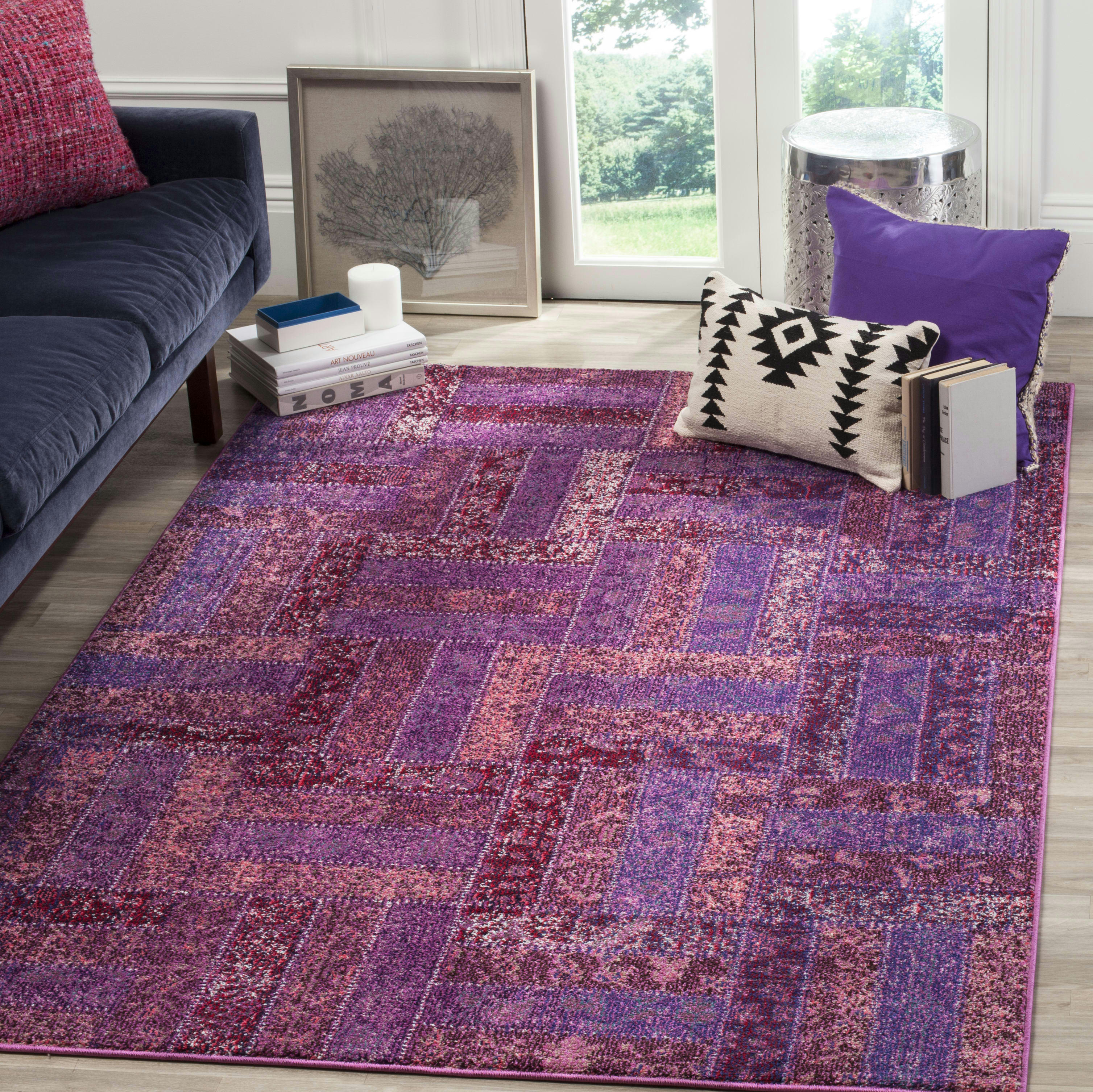 MONACO - Tapis de salon interieur en violet & multicolore, 201 x 279 cm