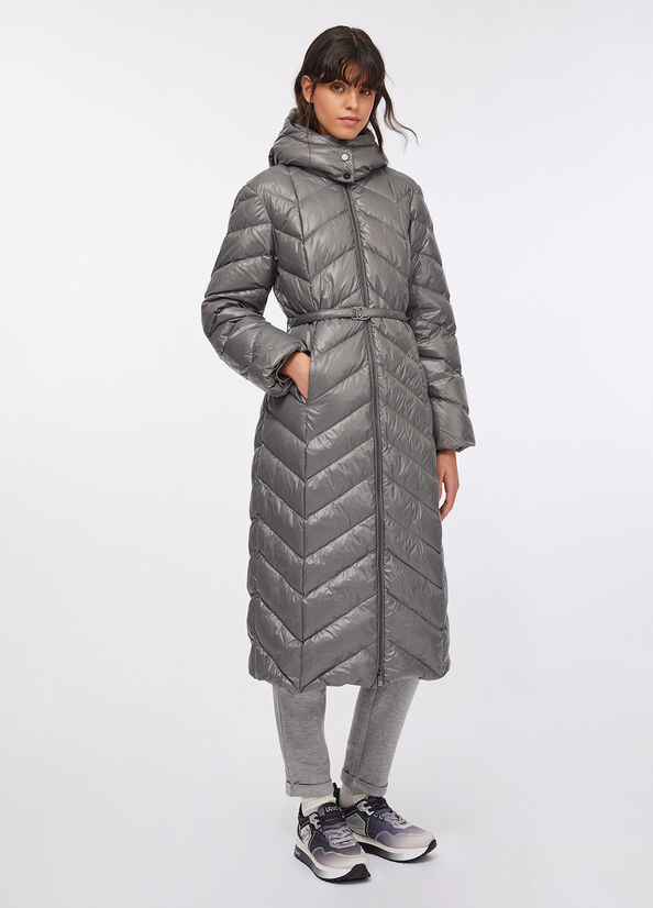 Piumino lungo con cappuccio