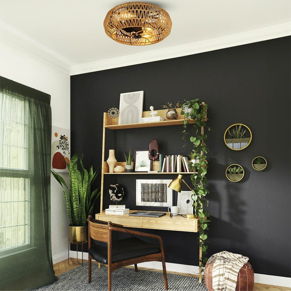 CristalRecord Plafondventilator Greip Ø 49 cm touw beige zwart