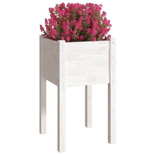 NNEVL Garden Planters 2 pcs White 40x40x70 cm Solid Pinewood
