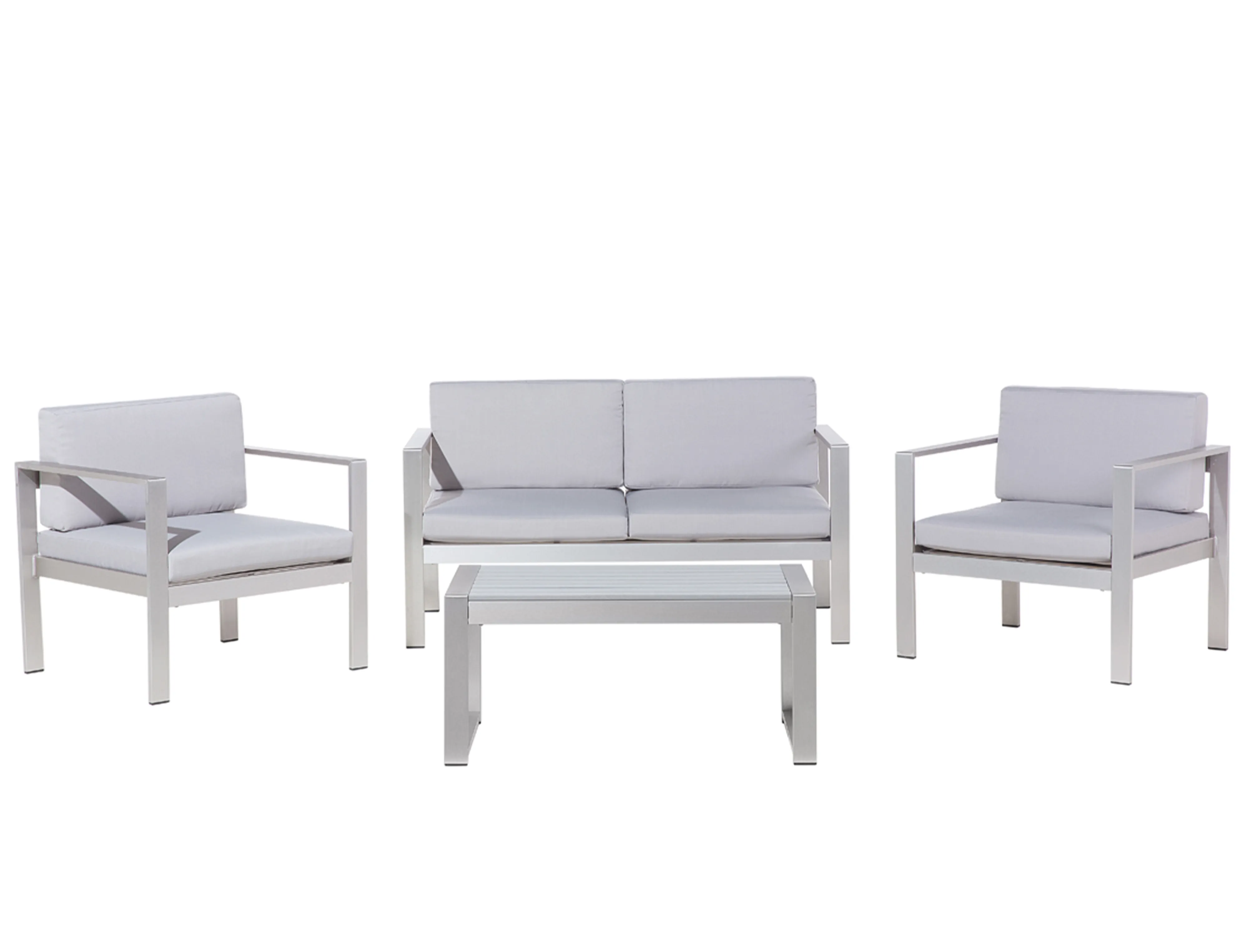 Garden Lounge Set with Table 4 Seater SALERNO Metal Light Grey
