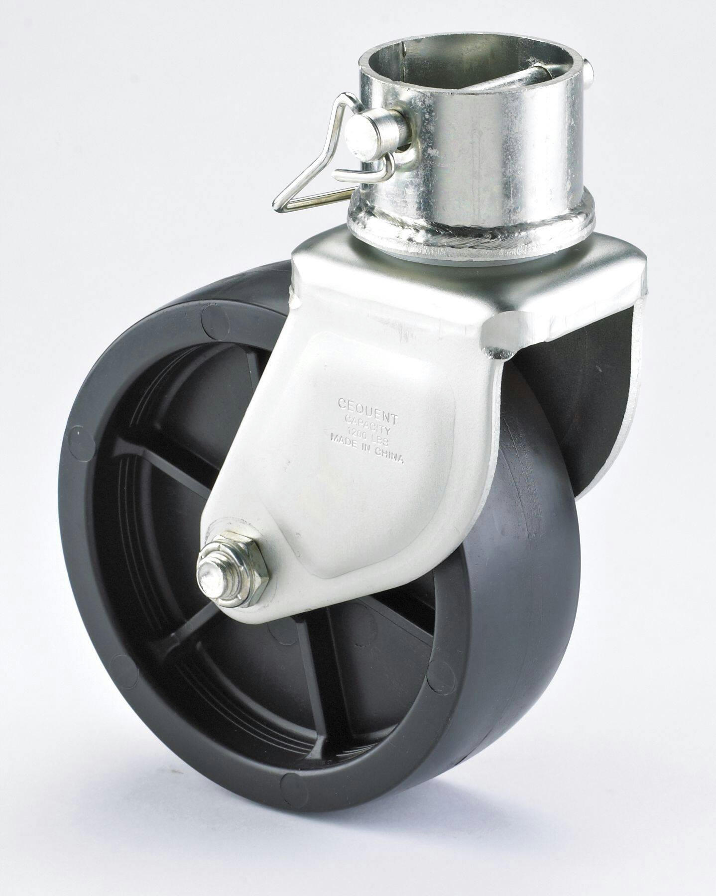 Bulldog Removable Trailer Caster with Poly Wheel, 6-in