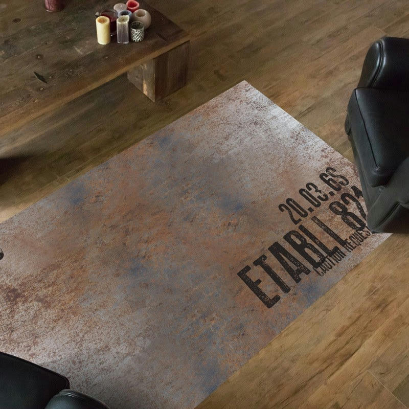 FULL METAL - Tapis Vinyle Médium l 50xL120cm Marron Rouille Indus