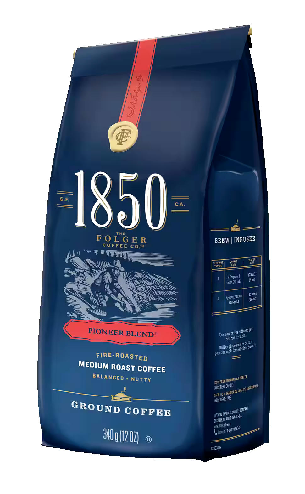 Folgers 1850 Pioneer Blend Medium Roast Ground Coffee, 340-g