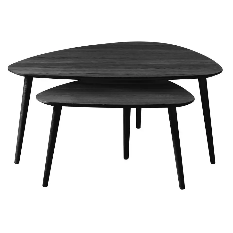 Salontafel Adda Driehoekig Zwart Eiken Set van 2Giga Living