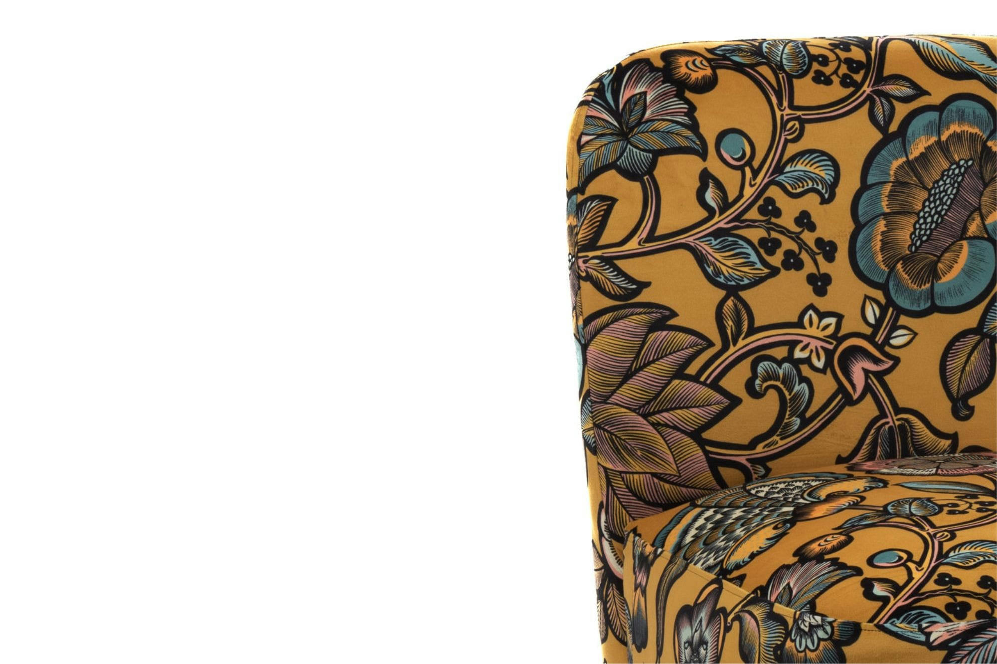 INDIA - Fauteuil trendy en velours et pieds noirs