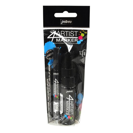 Pebeo 4Artist Black Markers Duo Set 2 Pack