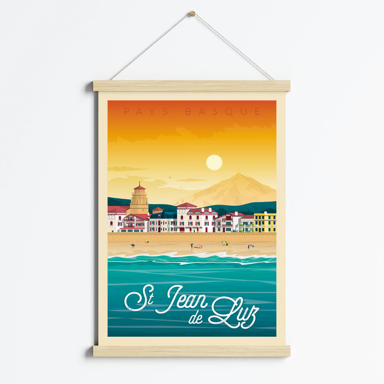 - Affiche Saint-Jean-de-Luz + Cadre Magnétique (Bois) 50x70 cm