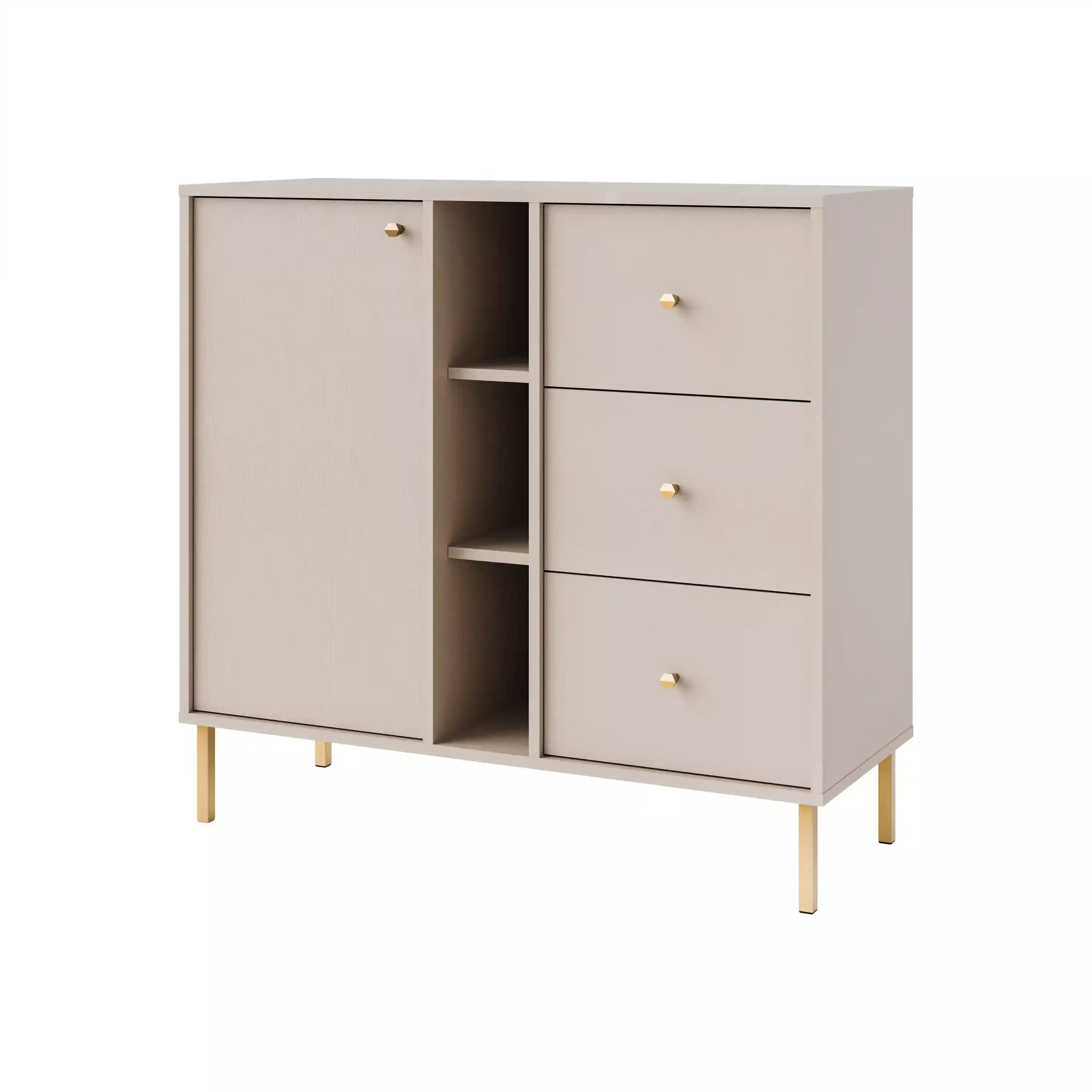 Komoda z szufladami do salonu Sakai 2 1F 3S T824 Beżowy
