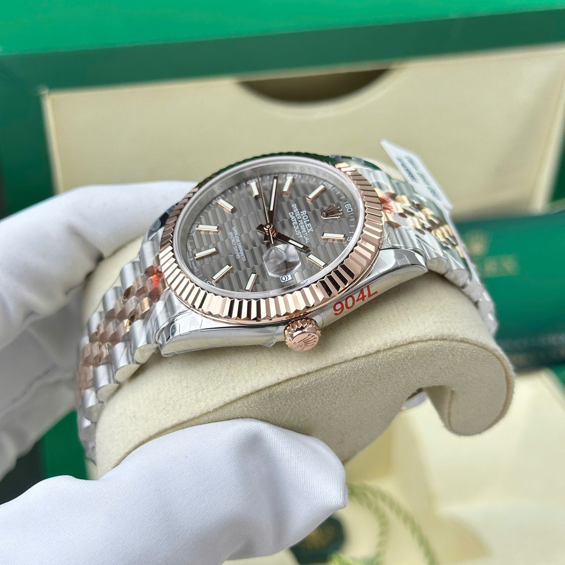 Rolex Datejust 126331 SS/RG Plated Fluted Grey Dial 41mm Jub Super Clone