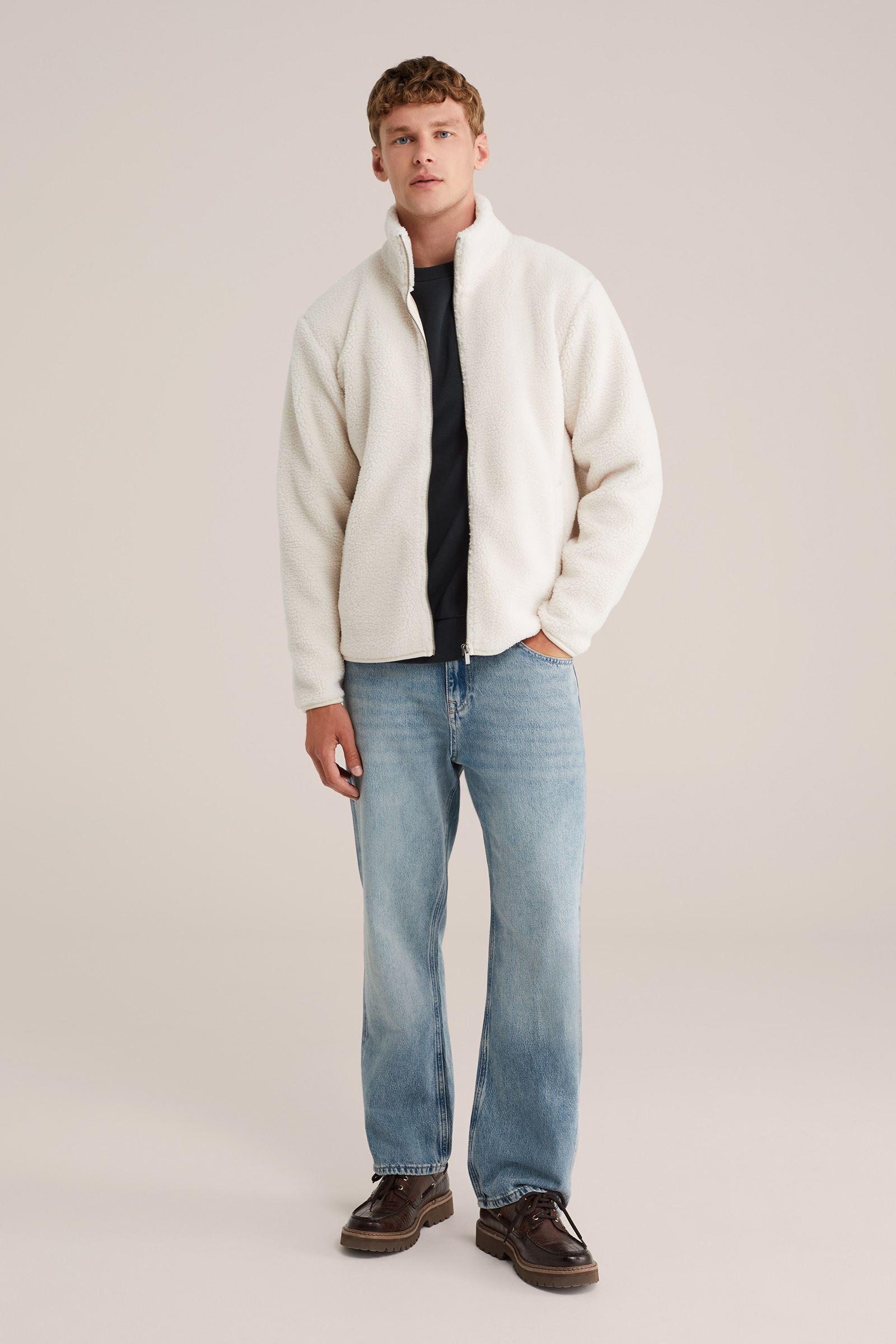 Heren regular fit teddy vest