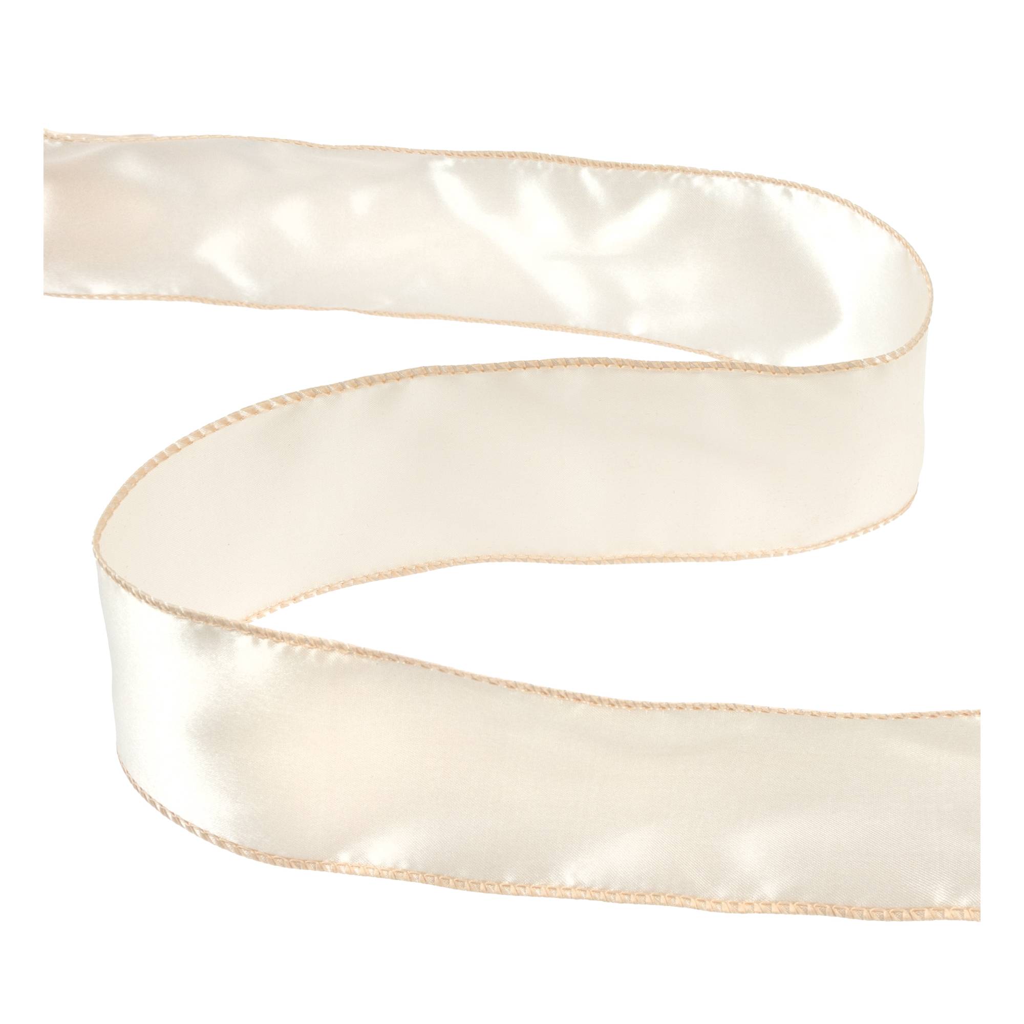 Cream Wire Edge Satin Ribbon 63mm x 3m