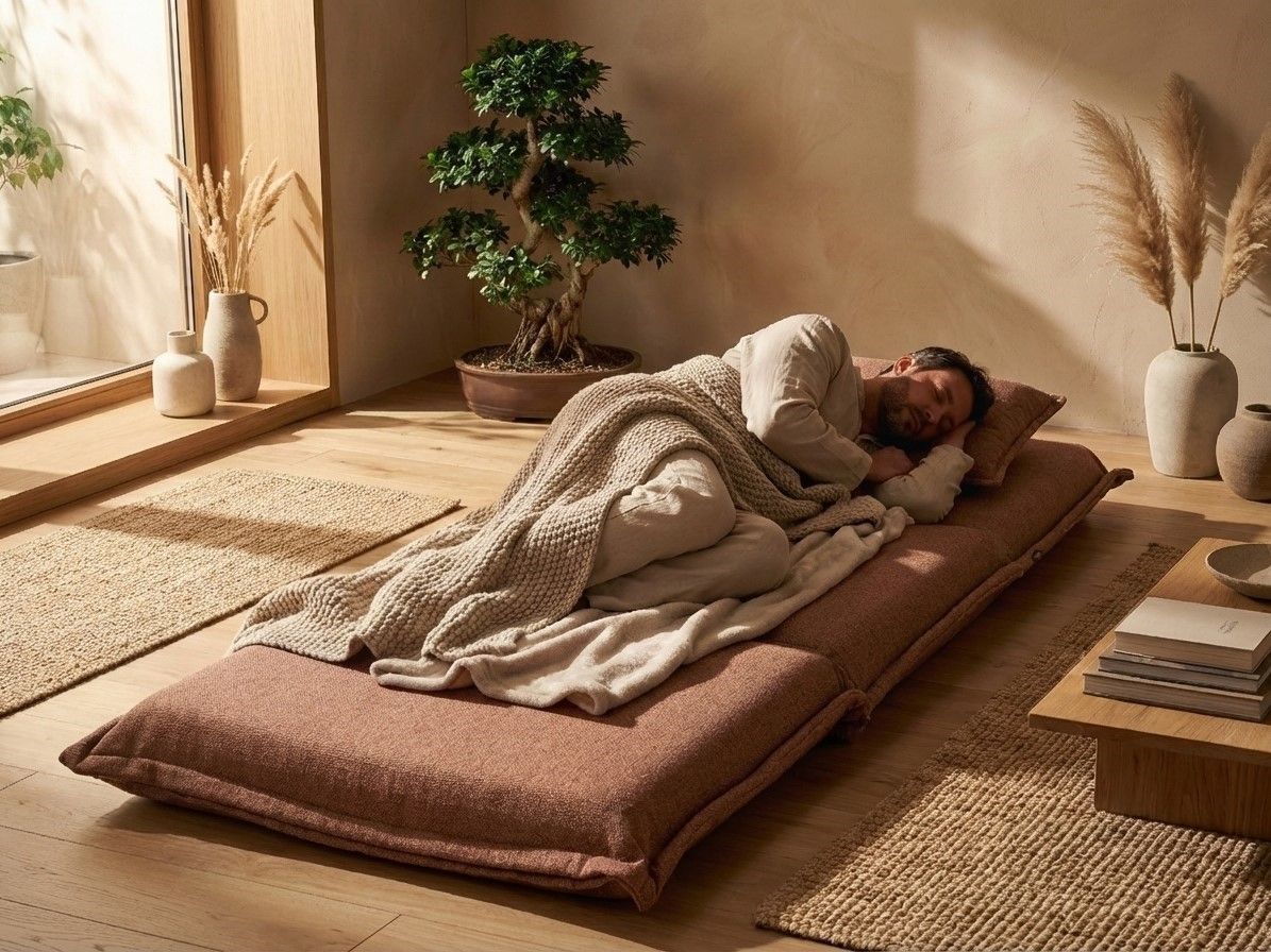 Single Sofa Bed DELLEN Fabric Brown