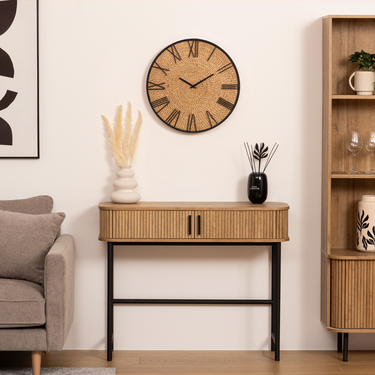 Clock"Nico" Straw, D.50 cm