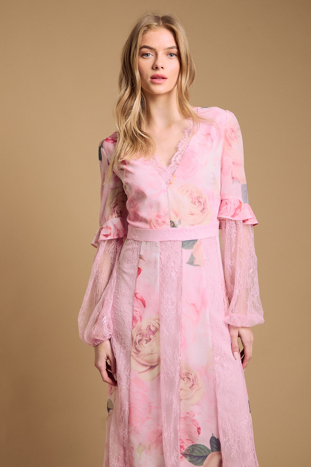 Oasis Lace Panel Midi Dress