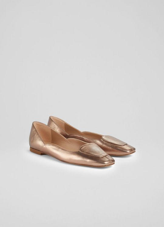 Willow Copper Rose Leather Square Toe Flats