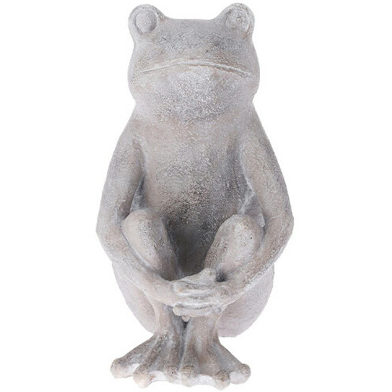 Figurka ogrodowa żaba wzór 2 szara dekoracyjna 31 cm