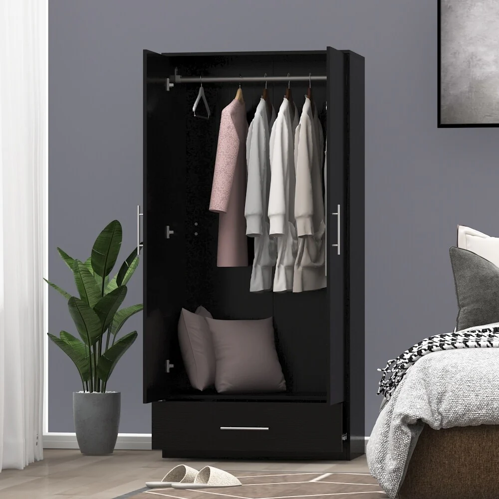 FUFU&GAGA 2-door Wardrobe Armoire With 1-drawer - N/A