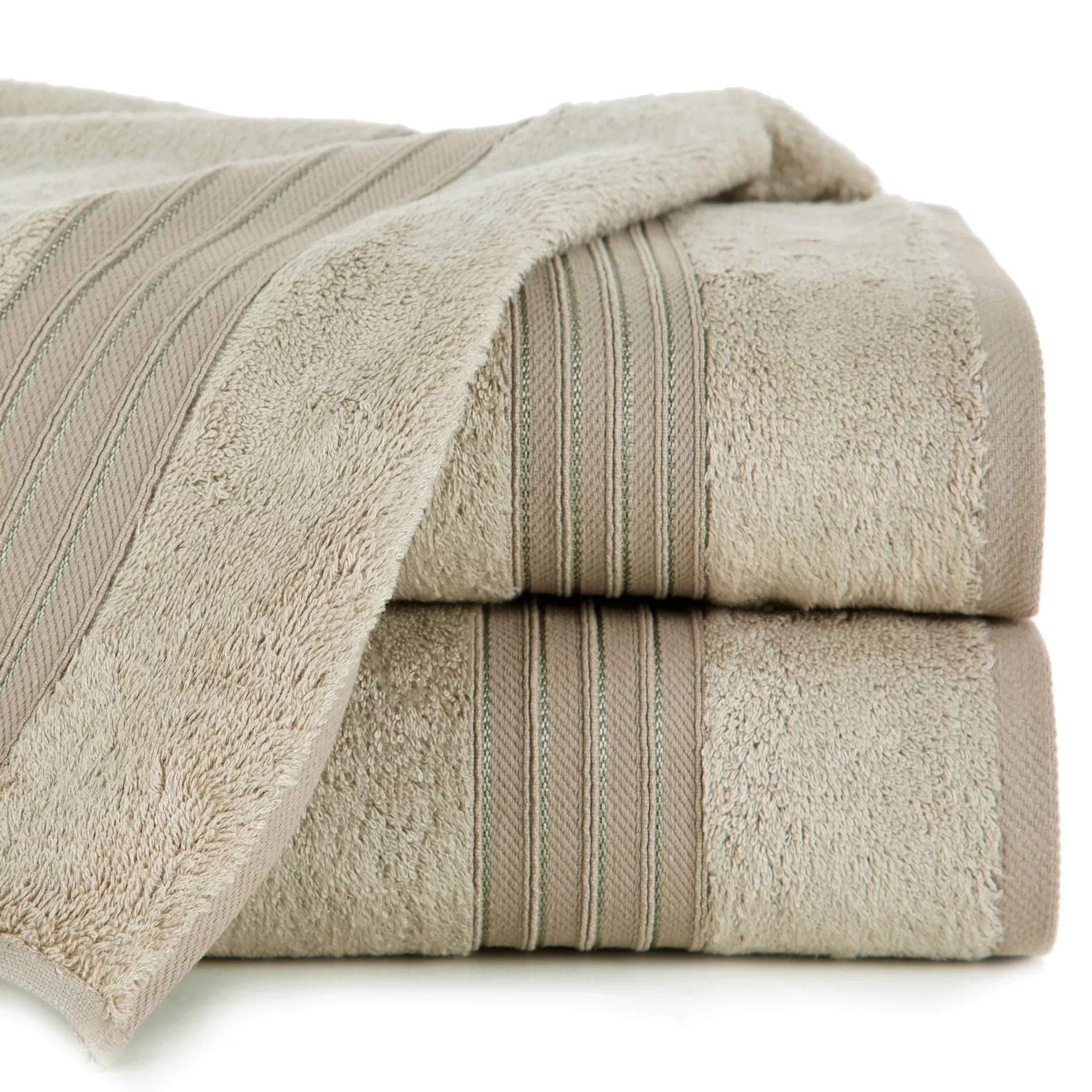 Ręcznik do rąk 30x50 cm bawełniany kolor beżowy zdobiony bordiura w paski 550 g/m2 AURA