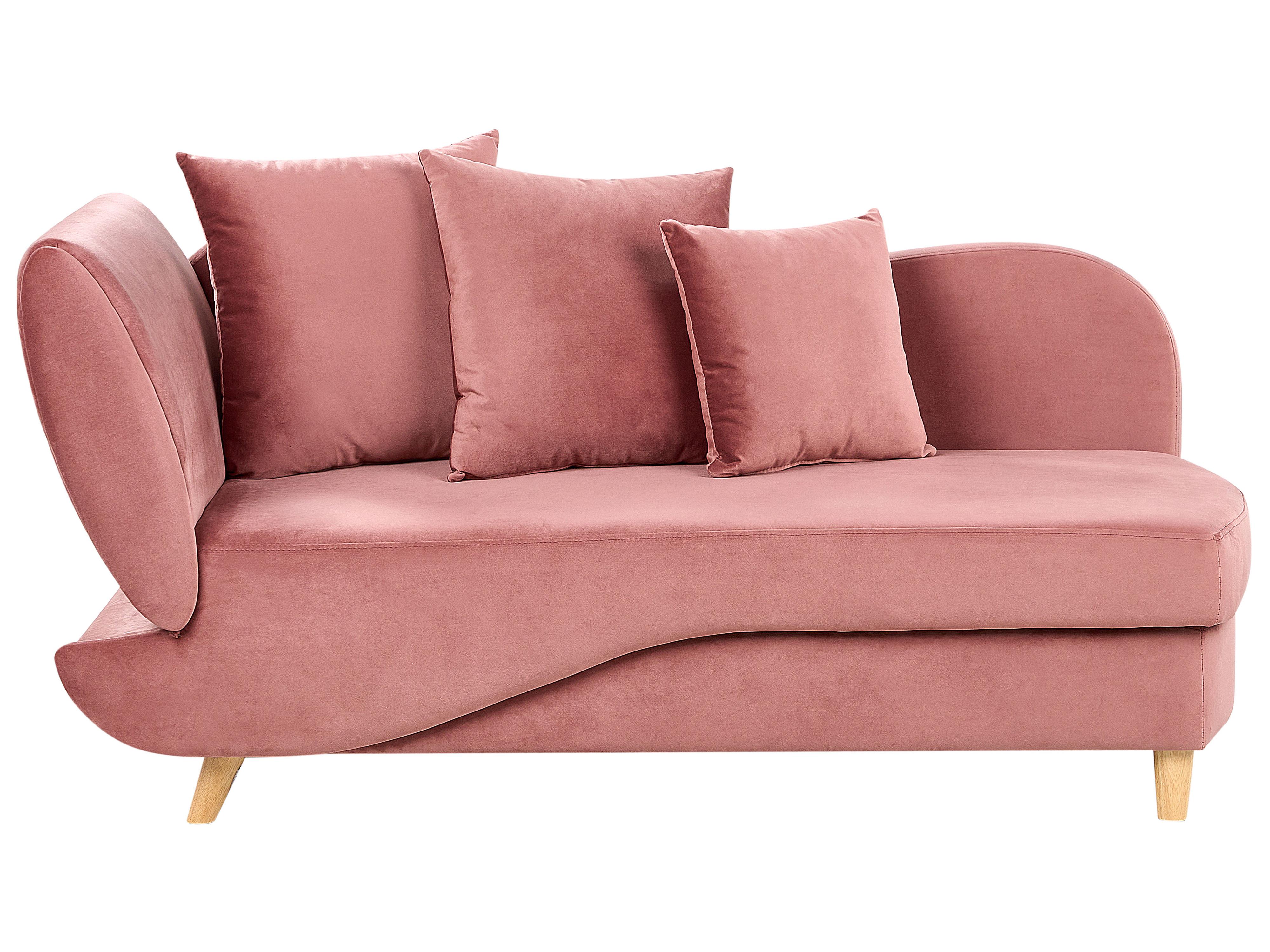 Left-Hand Chaise Longue MERI Velvet Pink with Storage