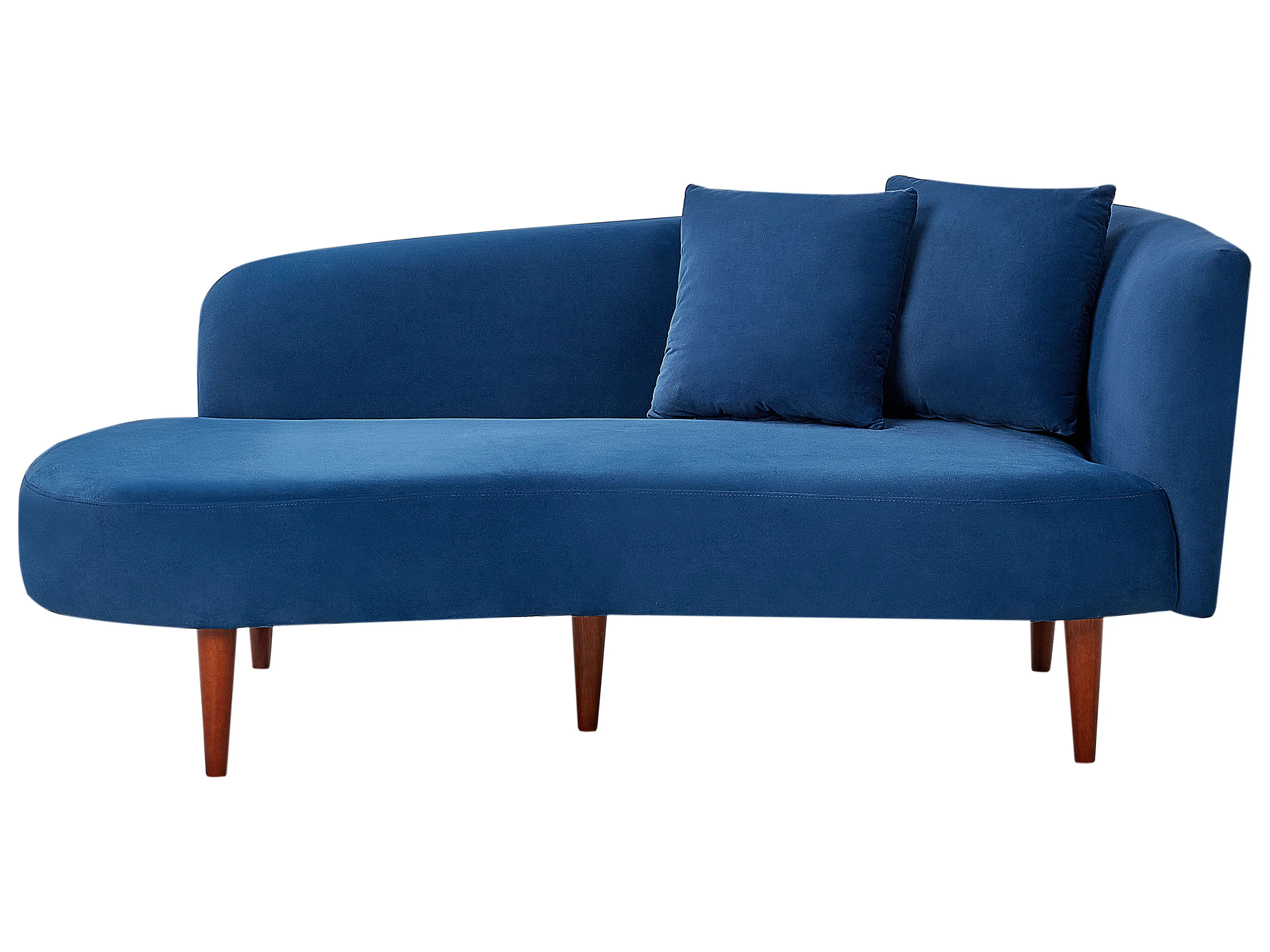 Right-Hand Chaise Longue CHAUMONT Velvet Navy Blue