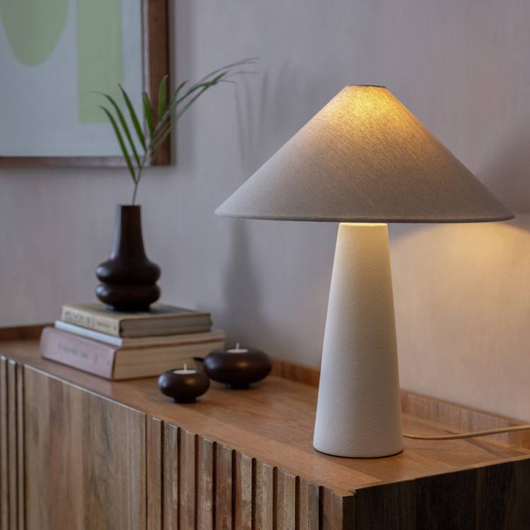Habitat Conical 49cm Ceramic Table Lamp - White & Cream