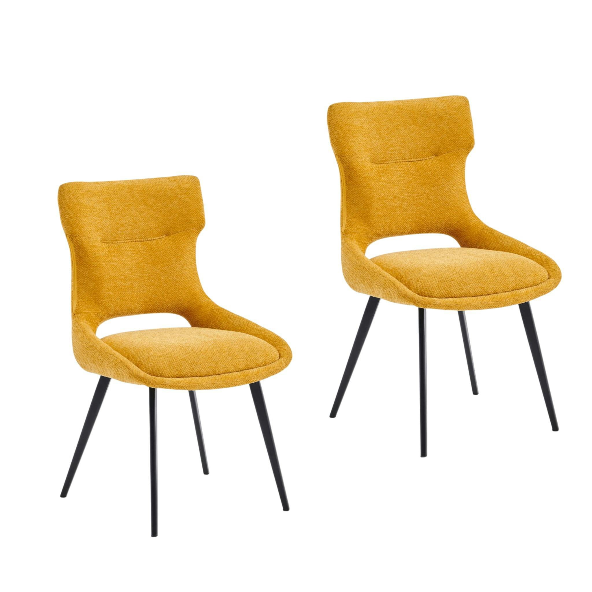 Chaise de salle à manger jaune en tissu (lot de 2) LUGANO