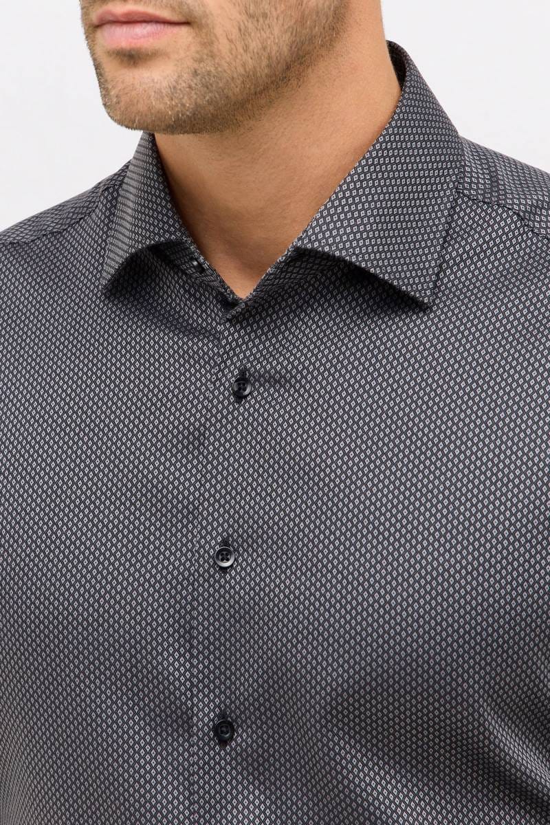 ETERNA Modern Fit Hemd anthrazit, Strukturiert (super langer Arm)