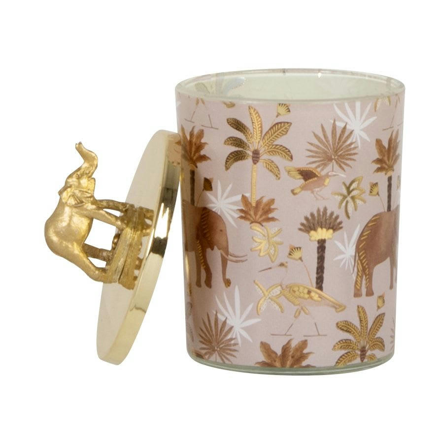 - Bougie parfumée en céramique dorée, beige et grise