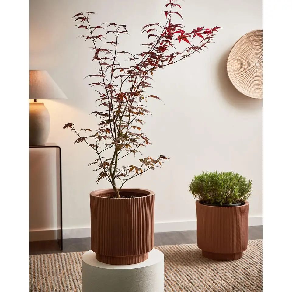 DARIA - Bloempot - 30 x 30 x 30 cm - Bruin - Kleivezels