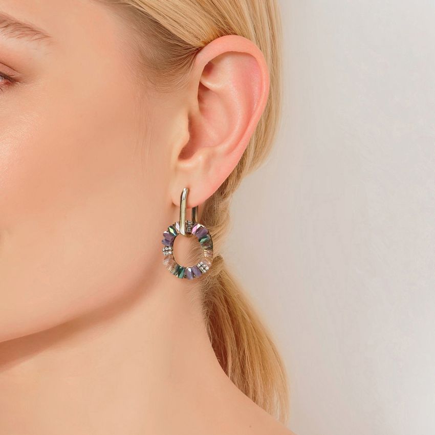 Manfield Gouden oorbellen met gekleurde details