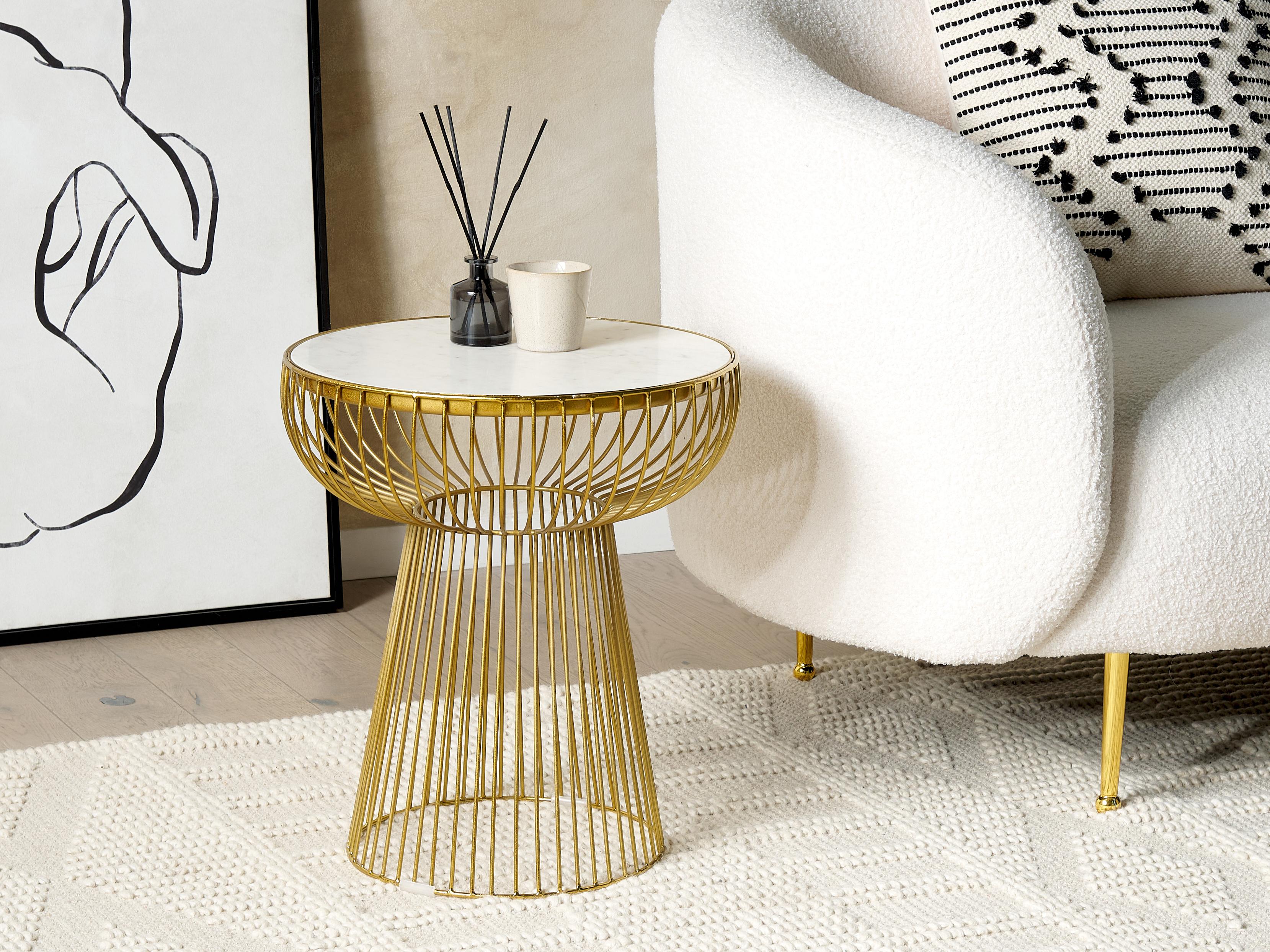 Side Table CHEYNES Marble Gold