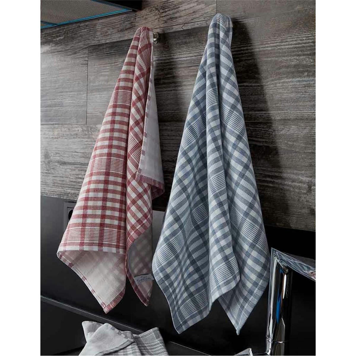 TEKSADA COUNTRY - Lot de 3 torchons une face éponge  cardinal 50x70 cm