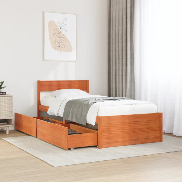 Łóżko Drewniane Rama Łóżka Sofa Brązowe Do Sypialni Pokoju 75x190 cm