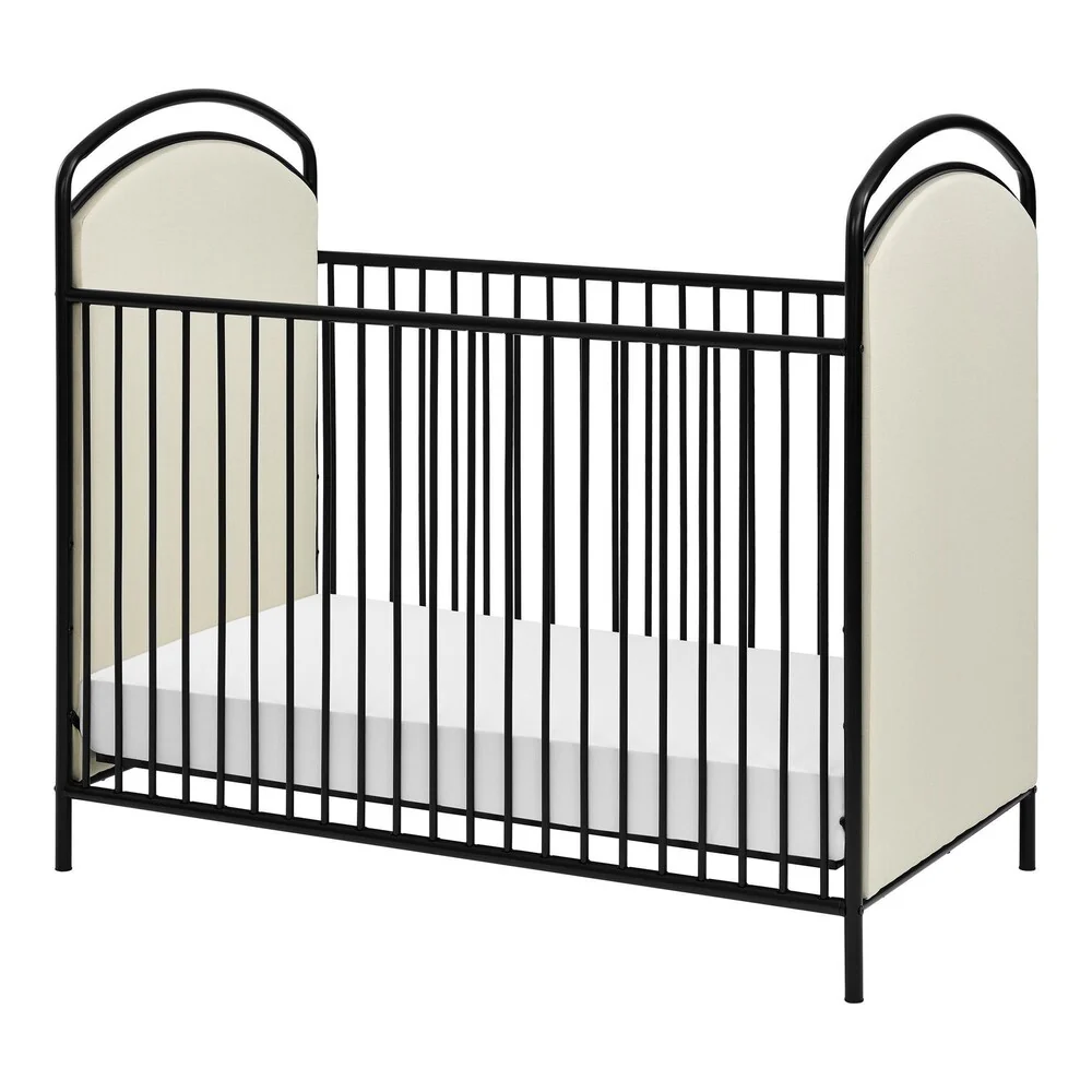 Little Seeds Rowan Valley Black Lotus Upholstered Metal Crib