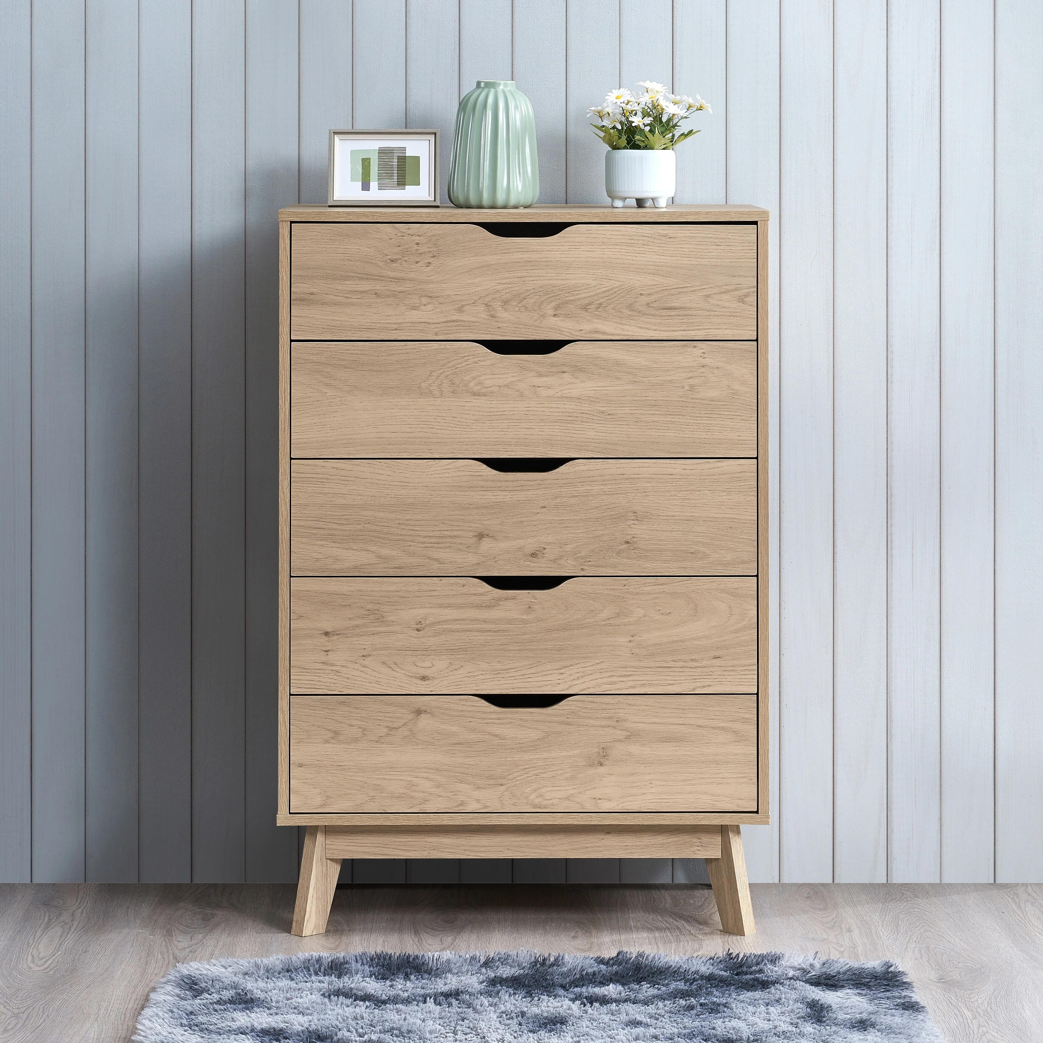 5-Drawer Vertical Chest with Interlock Drawer Feature for Bedroom, Living Room