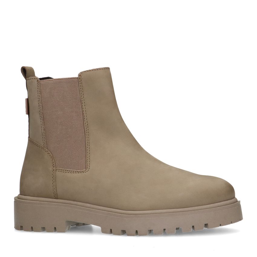 Manfield Taupe leren chelsea boots