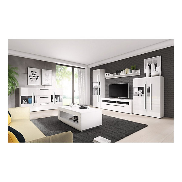 Etagère murale design 160 cm coloris blanc mat et blanc brillantCollection BREDA