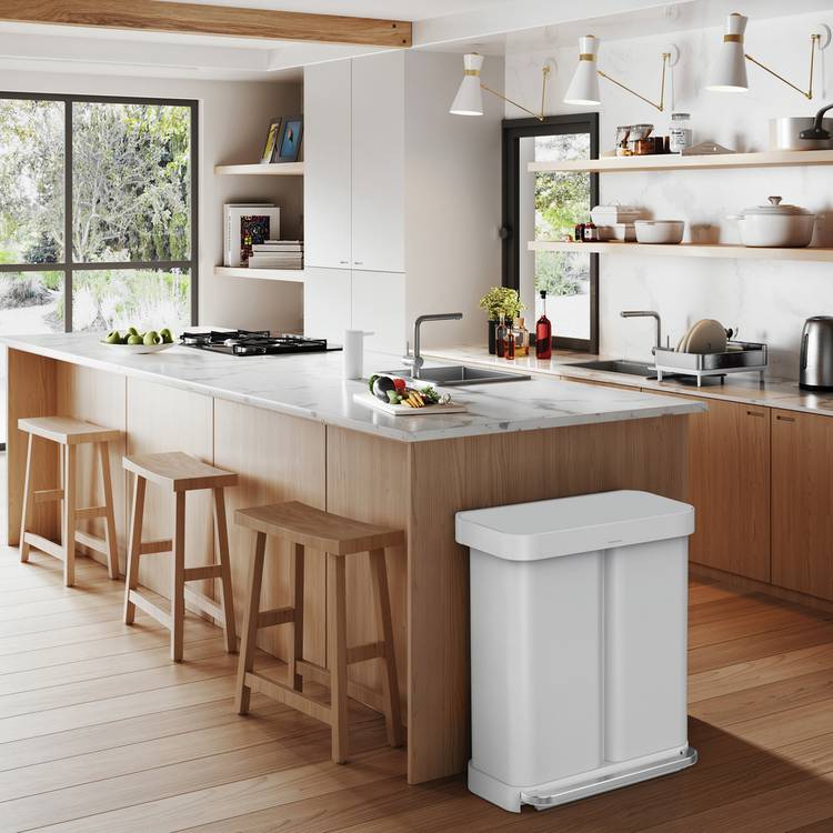 Simplehuman 58 Litre Recycling Pedal Bin - White