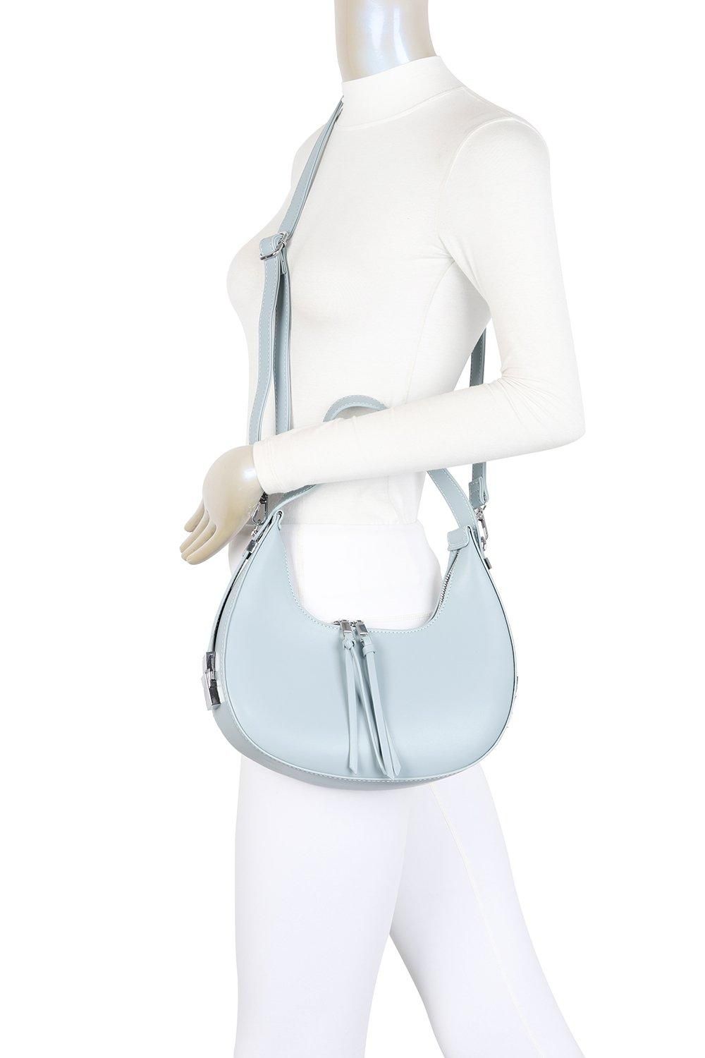 Fontanella Fashion Luna Cresecent Shaped PU Leather Crossbody Shoulder Bag with Adjustable Strap