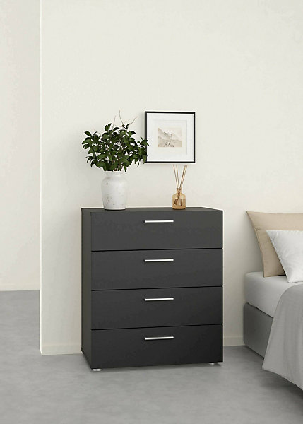 Commode Asam, Commode polyvalente, Commode de chambre, Meuble avec tiroirs, 70x40 h82 cm, Noir