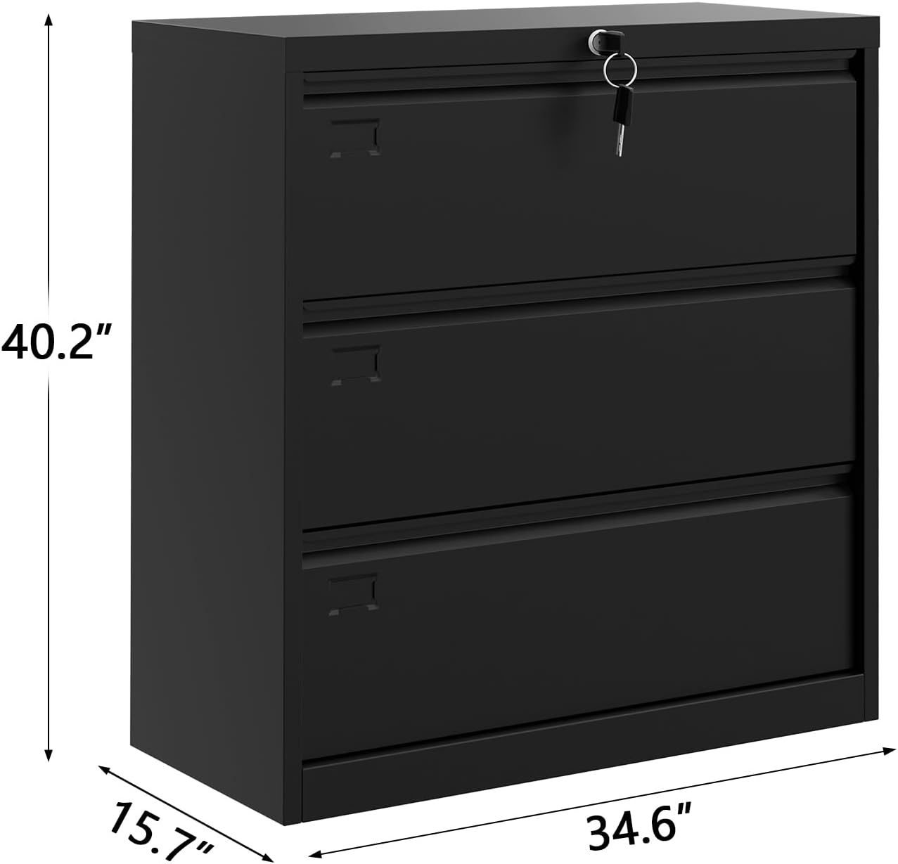 GarveeHome Lateral File Cabinet 3 Drawer, Metal Filing Cabinet with Lock & Keys, Fit Letter/Legal/A4 Size Documents, Easy to Assemble for Home Office & Workspaces
