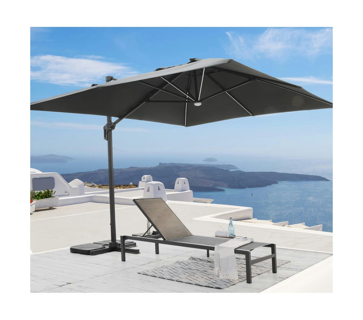 LUMINO - Parasol déporté 3x3m gris anthracite - en aluminium