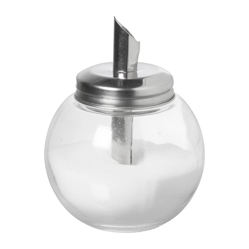 Suikerstrooier bol - glas/rvs - &Oslash;8.5x12 cm