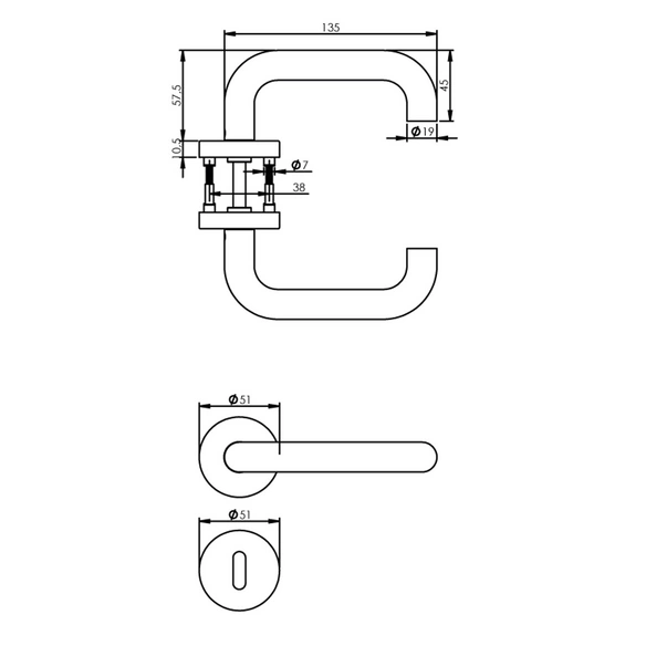 Türdrücker, D.50x10 mm BB-Rosetten Rund