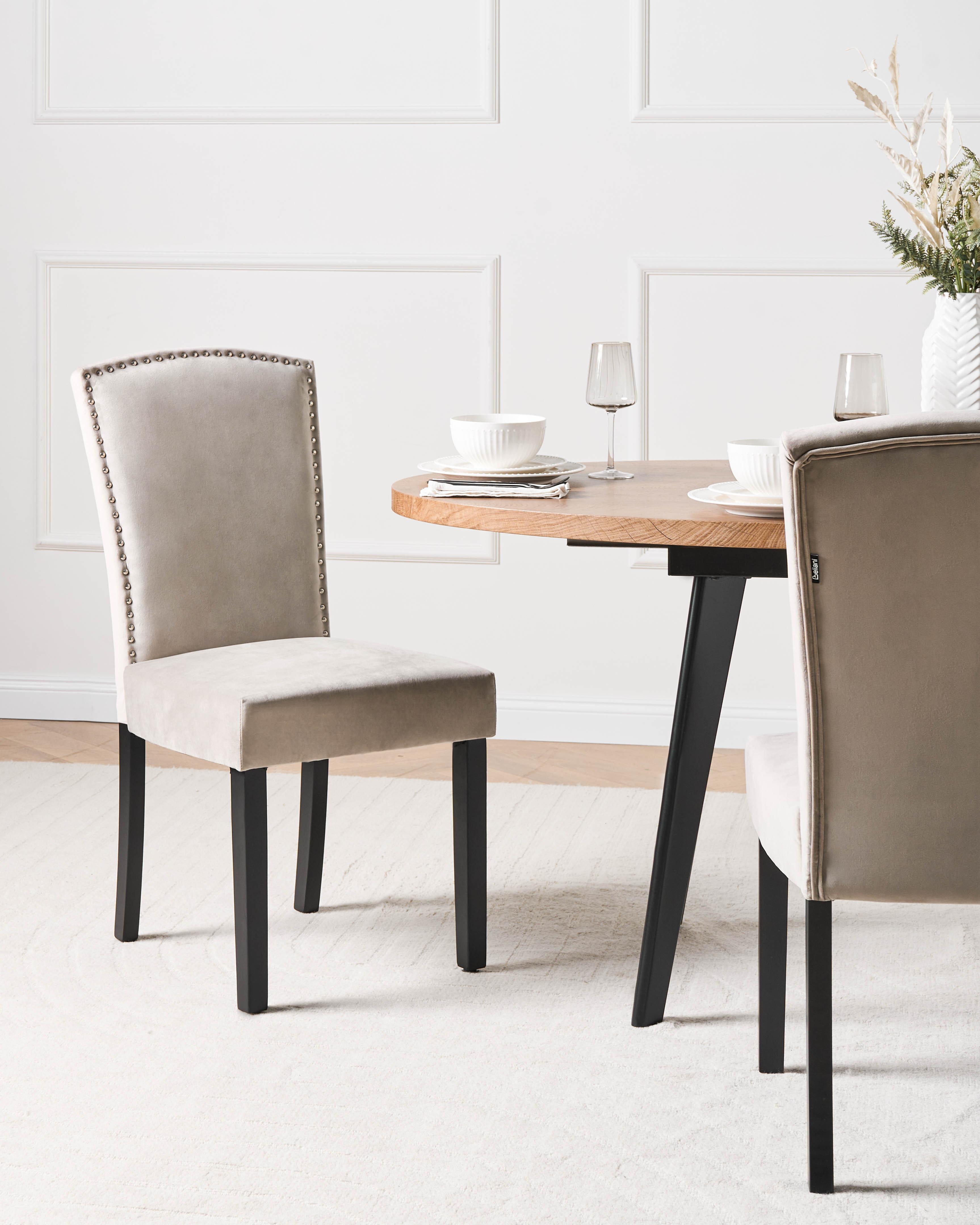 Set of 2 Dining Chairs PISECO Velvet Grey