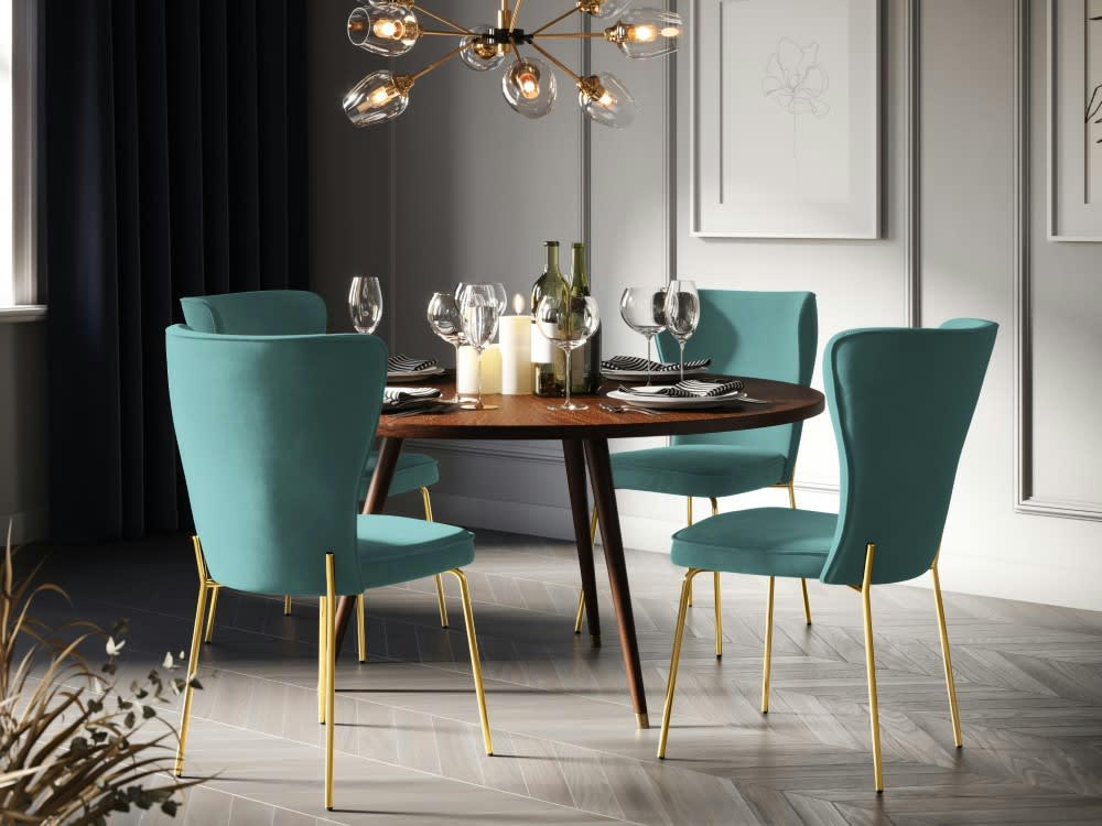 SILENE - Set de 2 chaises 1 place en velours pétrole