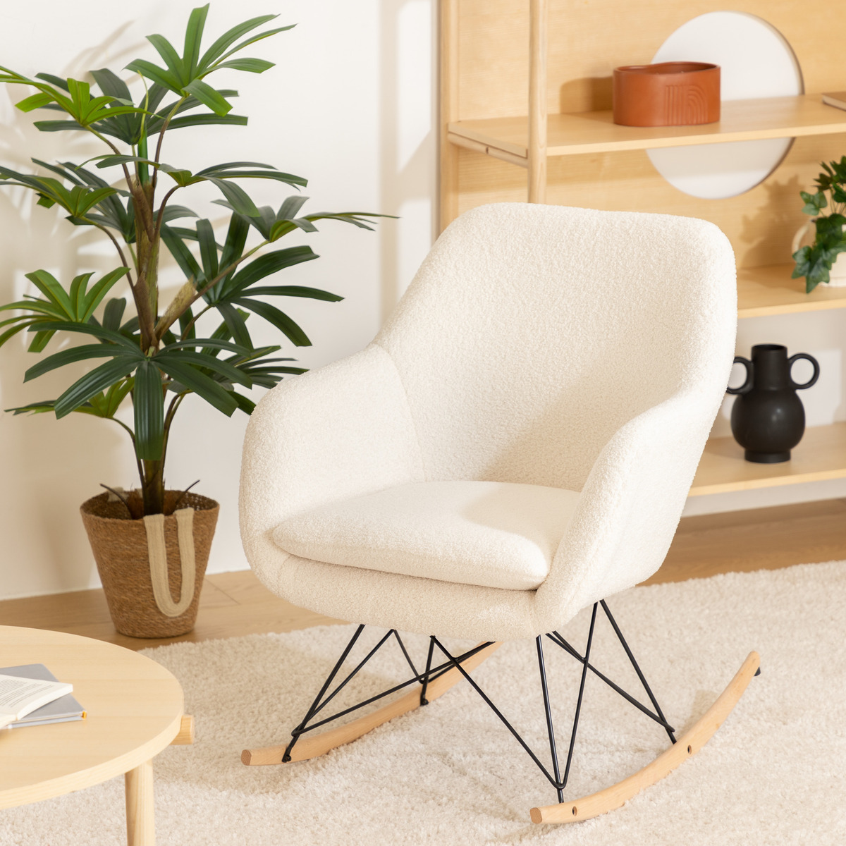 Rocking chair "Olmeto" Bouclette, White