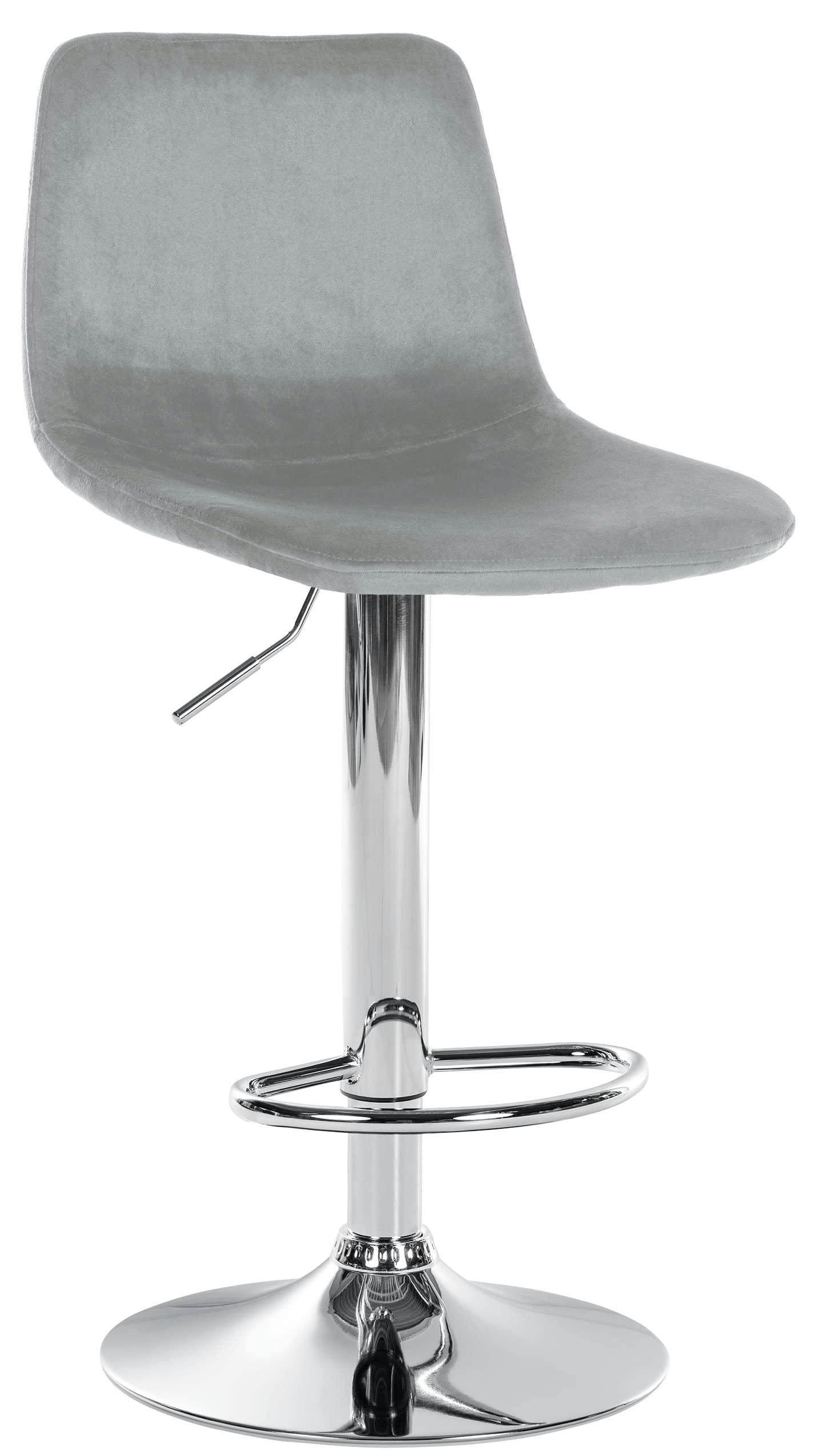 DIVO - Tabouret de bar velours ajustable pivotant velours Gris